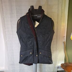 Barbour Black Quilted Vest with Burgundy Lining